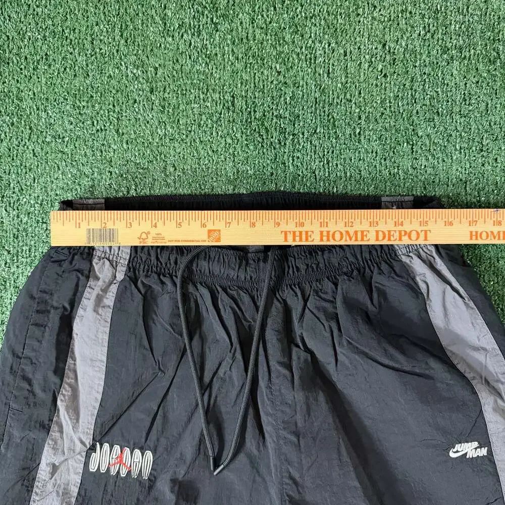 Y2K Nike Air Jordan Track Pants Baggy Streetwear Black Gray Embroidered